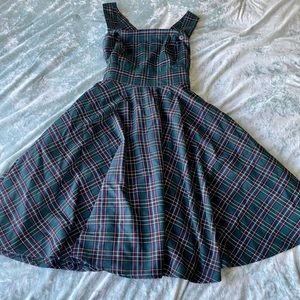 Hell Bunny greed plaid pinafore dress